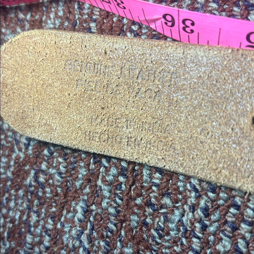 Mixit Tan Leather Belt with Gold Buckle gold metallic braided leather western - Picture 14 of 14
